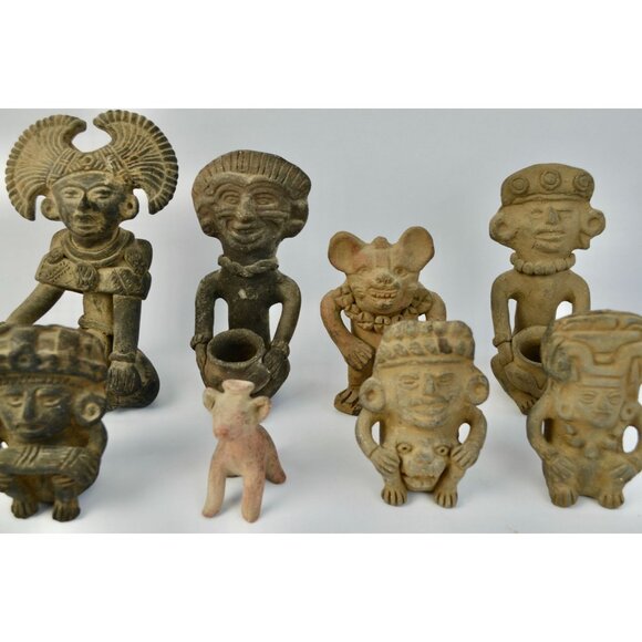 Museum Copies Terra Cotta Pre-Historic Zapotec Indians Oaxaca Mexico 1960s Vinta - Picture 8 of 11